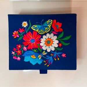 Brighton Storage Box. Pretty blue with Bright Flowers. NWOT